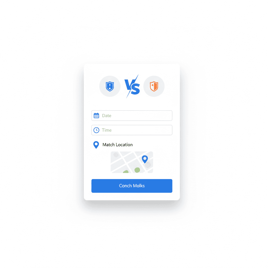 Match challenge screen with team selection