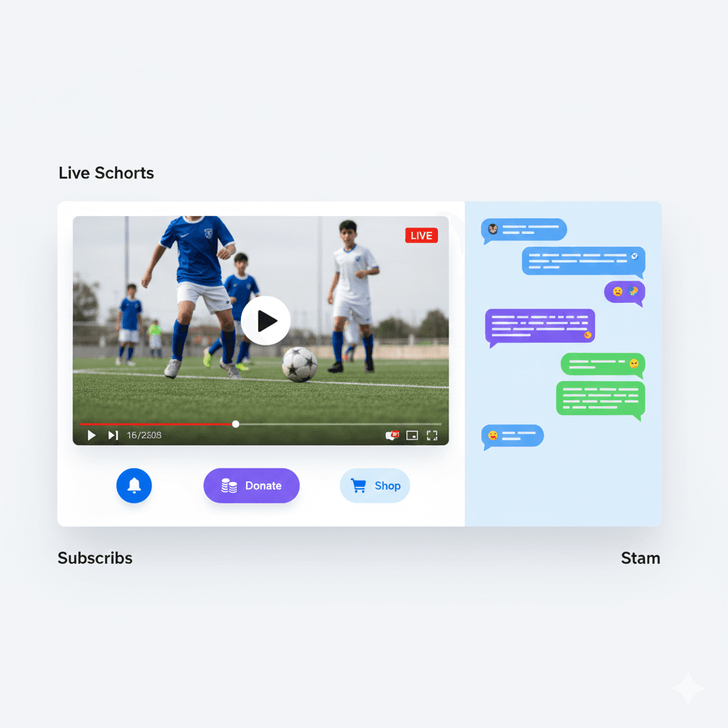 Live streaming interface with chat and monetization